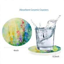 Coasters - fleur abstraite verte colorée - Voir 6