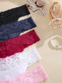 6pcs/Set Women's Lace Patchwork Low Waist High Cut Thin Sexy Thong Panties - Multicolor - View 6