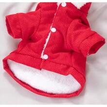 1pc Pet Chinese New Year Outfit, Thick Warm Dog Jacket With Cute Bear Ear Hood, Chinese Lion Dance Print, Suitable For Small Dogs Outdoor In Winter - Red - View 7