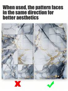 10pcs/Set, 0.9 Sq.M, Faux Ceramic Tile Marble Self-Adhesive Wallpaper, Waterproof Moisture-Proof Wall Decor, Spray Paint Protection, Aluminum Foil Backing For Wall - 10Pcs - View 6