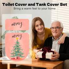 Funda para tapa de inodoro navideña juego de funda para asiento resistente a salpicaduras y funda para tanque accesorio reutilizable decoración para baño-010 - Árbol de Navidad - Ver 6
