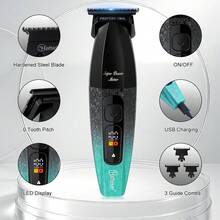 Hatteker 1个带液晶显示屏的智能电动理发器，家用渐变理发器，男士适用 - 彩色 - 查看 6