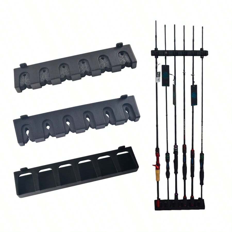 2pcs Horizontal Wall Mounted Fishing Rod Holder Rack, Holds Up To 6 Fishing Rods - Multicolor - View 1