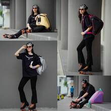 1pc Adjustable High-Quality Oxford Cloth Roller Skating Bag, With Top Handle And Zipper Compartment, Roller Skating Accessories, Universal Sports Equipment Suitable For Roller Skates, Ice Skates, Quad Skates, Inline Skates, Figure Skating Shoes, Hockey Skates. - Multicolor - View 2