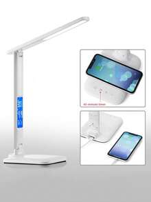 Đèn bàn tối giản sạc không dây 5W với chức năng hiển thị lịch và hẹn giờ 45 phút, phù hợp cho học sinh và người lớn (Chỉ hỗ trợ sạc không dây cho các thiết bị có khả năng sạc không dây) - trắng - Xem 3