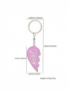 1 Pair Ombre Heart Shaped Pendant Keychain, Best Friends Couple Matching Keyring Bag Charm - Pink + Purple - View 5