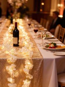 2/1条 6.5英尺樱花串灯，快速发货，适用于房间墙面、派对、圣诞装饰、白色花环、汽车后备箱装饰、壁炉架、婚礼派对、春季室内外装饰、家居装饰、房间装饰、人造植物、人造花卉。（产品附带空电池盒。如果您想点亮串灯，需要自行准备2节AA电池。） - 彩色 - 查看 2