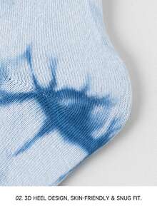 1双男女通用扎染渐变涂鸦嘻哈艺术设计精梳棉休闲中筒袜，适合旅行、居家、办公、节日送礼 - 彩色 - 查看 5