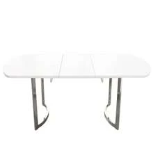 Extendable Dining Table 140/180 X 80 Cm, Telescopic Length 180 Cm, Silver Metal Table Legs, Modern Style, High-Strength Alloy Frame, Ideal For 4-6 People, White With Silver Table Legs
