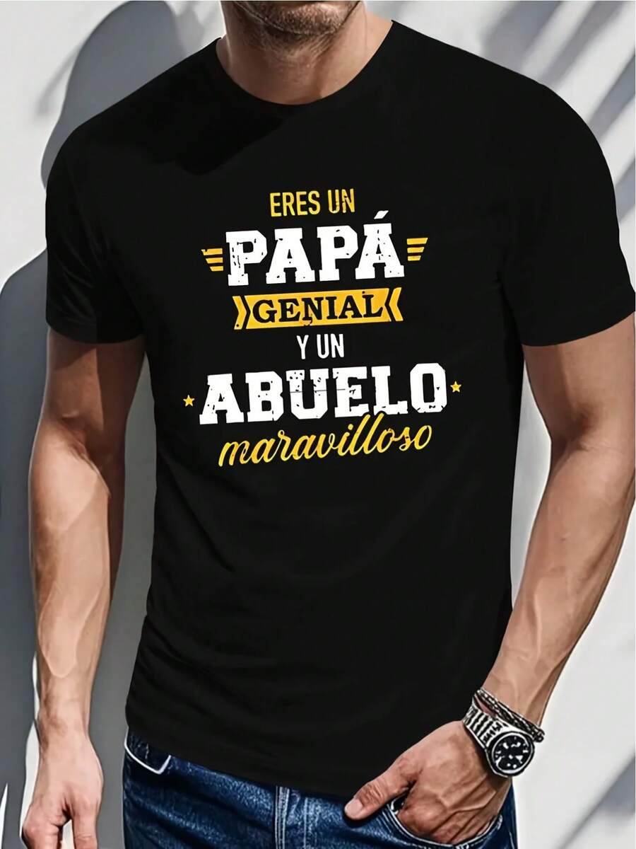 Camiseta de Verano para Hombre de Manga Corta con Diseño de Papá y Abuelo Español - S - Ver 1