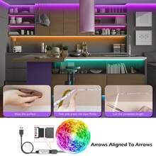 5V RGB LED Light Strip, Controlled By A 44-Key Infrared Remote. Dimmable. Bedroom TV Background Decorative Light Strip. New Year And Valentine's Day Party Decoration Lights. Home Decor Ambient Lighting. - Multi-color Light - View 11
