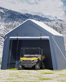 Cobertizo de Almacenamiento Exterior de 3x3m con Base, para Motocicletas y Herramientas de Jardín - Gris - Ver 5