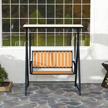 Swing With Adjustable Canopy, Double Garden Swing, Waterproof Swing Bench Up To 240 Kg, Garden Lounge Chair, Patio, 142 X 112 X 162 Cm, Black - C - View 2