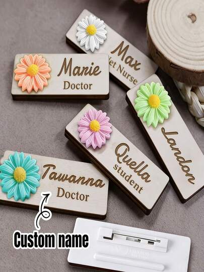 Personalizowane identyfikatory, personalizowane identyfikatory pielęgniarskie, personalizowane zabawne plakietki z imieniem, personalizowane tabliczki biurowe, akcesoria ślubne, wzór stokrotek, prezenty urodzinowe, rocznice, dla przyjaciół, matek, par. Prezent urodzinowy dla dziewczynki: szczotka do włosów, prezent dla babci, prezent rocznicowy, prezent na Walentynki, prezent urodzinowy, prezent ślubny, prezent na Dzień Matki, prezent dla najlepszej przyjaciółki