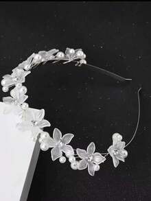 1件闪亮波西米亚风ABS塑料头饰，适合所有季节，发带，头饰，发箍 - 白色 - 查看 1