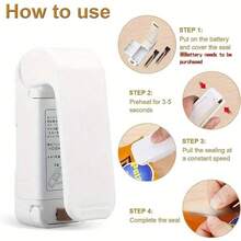 1pc Mini Handheld Food Sealer - Compact ABS Plastic Bag Sealer, Keeps Food Fresh, Easy-To-Use Kitchen Tool, White/Pink, Battery Powered (AA Batteries Not Included), Mini Sealer - Multicolor - View 6