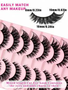 10 Pairs Of Natural Full False Eyelashes,Fluffy Slim For Everyday Use Manga Eyelashes, Travel Essentials - Natural Lashes - View 3