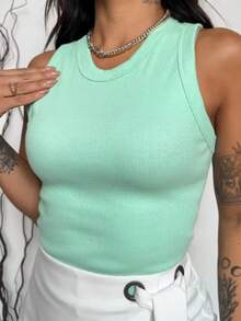 Women's Basic And Essential Tank Top For Summer And Carnival - Mint Green - View 3