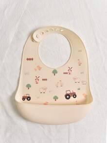 2pcs/1pc Celemek Bayi Silikon, Anti Bocor, Anti Noda, Lembut, Dapat Diatur Ukurannya, Dapat Direbus, Portabel, Motif Geometris, Polka Dot, Hewan Ternak, Bunga Liar, Cocok untuk Penggunaan Sehari-hari dan Bepergian Bayi - MultiWarna - View 13