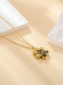 1pc Customized Pet Photo Dog Paw Projection Necklace, Minimalist Paw Print Photo Necklace, Memorial Pet Jewelry Pendant, Christmas Gift, Mother's Day Gift, Gift For Her - Silver + Dog Paw - View 3