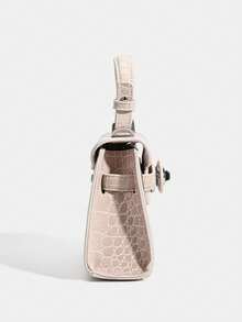 Fashionable Crocodile Embossed Handbag, New Minimalist Small Square Bag, Personalized Chain Shoulder Crossbody Bag - Beige - View 4