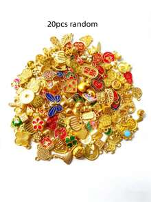 20/30件套吉祥挂饰套装（多种款式可选）合金/仿玉珐琅DIY串珠配件，耐磨防褪色，手链/项链装饰/新年礼物，工艺爱好者/珠宝店材料套装 - 彩色 - 查看 10
