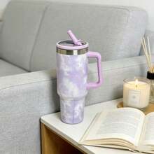 Large 1200ml Capacity, Ideal For Those Who Drink A Lot Of Water. Stainless Steel Material, Keeps The Temperature For Longer. With Straw And Lid, Practical For Drinking Without Spilling. Side Handle, Easy To Carry. Gradient Design In Pastel Colors, Modern And Stylish. Perfect For Work, Gym, Travel And Car. - 紫丁香色 - 查看 5