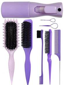 Curl Weave Brush Curling Hair Styling Brush Set, Suitable For Wet Or Dry Hair, Can Separate And Define Curls, Reduce Frizz And Breakage, Create Smooth And Bouncy Curls, Ideal For Wavy, Spiral And Curly Hair Types, Detangling Comb - Multicolor - View 17