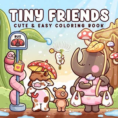 1pc TINY FRIENDS Coloring Book For Adults And Kids, Bold And Easy, Simple And Big Designs For Relaxat Colouring Books Christmas,Halloween Gift, Birthday Present, Children's Day,Student Supplies, Back To School Supplies, School Supplies[ Hand Drawn Must-Have ]Colouring Book Drawing Coloring Books With Zero Foundation Copying