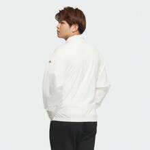 adidas 純色標貼Logo防風拼接訓練工裝立領長袖戶外休閒外套 男款 - 白色 - 查看 3