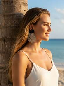 imoli 鏤空圓形耳墜 - 銀色 - 查看 2