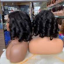 Bob Wig Human Hair 13x4 Frontal Lace Wig 14 Inch Body Wave 180% Density Transparent Lace Front Wigs Human Hair Wigs For Black Women Pre Plucked Natural Black - Natural Black - View 2
