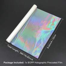 [No Adhesive] BOPP Holographic Precoated Film 22x500cm; Clear Waterproof Scratch-Proof Thermal Laminating Film Roll Compatible With Laminators For DIY Paper Crafts - 22cm*5m - View 8