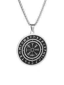 1PC Retro Classic Nordic Viking Style Compass Pendant Necklace, Men's Rune Necklace, Suitable For Daily Wear - Fashion - View 8