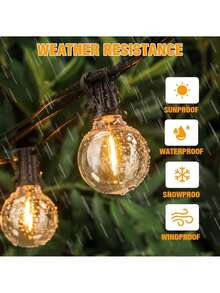 Svater Outdoor Solar String Lights G40 30m G40 Outdoor Solar String Lights Waterproof 4 Modes Auto-On/Off Memory Function Solar Powered For Patio Party Gazebo Wedding [Energy Class G] - màu đen - Xem 3