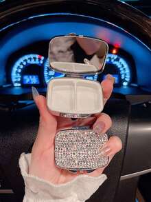 1个闪亮水钻装饰药盒，高品质便携式化妆品收纳盒，适用于存放维生素、鱼油等，创意礼品 - 彩色 - 查看 8