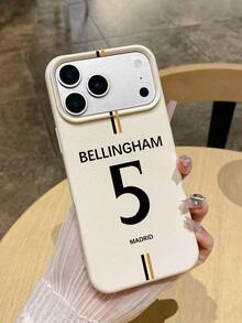 贝灵厄姆“5”和马德里运动手机壳，仿皮纹理手机壳，兼容和 - 白色 - 查看 4
