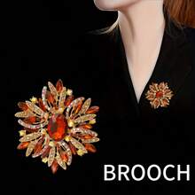 1/10 Classic Alloy Glass Brooches In Vintage Colors Luxe Temperament Lady Shawl Coat Brooches Accessories - Rose Red - View 17