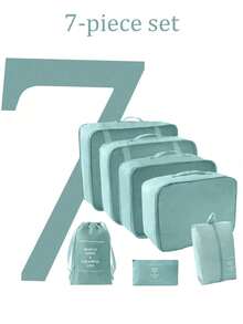 7件套多功能收纳袋套装 - 包括内衣收纳袋、衣物收纳袋、励志语录行李收纳袋、衣物、内衣、鞋子、化妆品收纳袋，高效时尚，尼龙材质。 - 彩色 - 查看 13