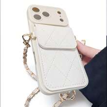 Wallet 1pc Fashion Long Chain Card Holder + Minimalist Beige Eye Design Anti-Drop TPU Phone Case, Shoulder Strap Compatible With IPhone17/17pro/17Air/17promax, OPPO, Vivo, Redmi, Series - Beige - View 7