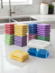 Pump Soap Dispenser With Sponge Holder, Includes 1 Sponge, Compact Square Sink Organizer, Kitchen Accessories - Multicolor - View 9