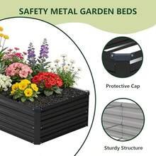 Odwmwhuh  10x2x1 Ft 2 Pack Galvanized Raised Garden BedOutdoor Planter Box Metal Patio Kit Planting Bed For Vegetables Flowers And Succulents Black - Black - View 3