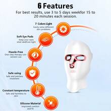 Aedwdpe LED Facial Mask With Vibrant Light - Home Beauty Tool, Perfect Gift For Wife Friends Family On Holidays - 紅眼掛脖 - 查看 9
