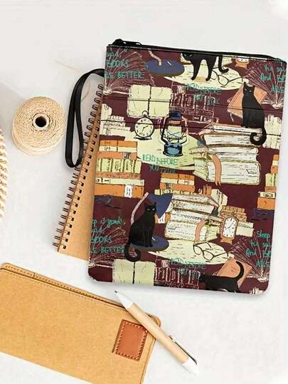 غلاف كتاب قماشي قابل للغسيل مع سحاب وجيب - غلاف واقي متين للكتب الورقية، هدية مثالية لعشاق الكتب والأصدقاء