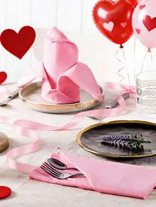 2/6/12/240 pezzi Tovaglioli di San Valentino romantici ad alto grammo di colore solido, lavabili e riutilizzabili, adatti per appuntamenti, raduni, feste, hotel, ristoranti, soggiorni e decorazione domestica quotidiana - Rosa - Visualizzare 5