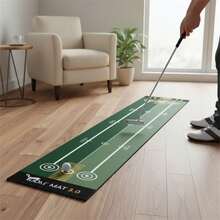 1pc Golf Putting Mat Non Slip Wear Resistant Design Comfortable Fabric For Indoor Practice - Green - View 3