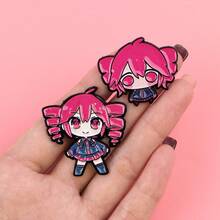 Cute Pink Haired Girl Enamel Pin Anime Figures Brooch Pin Lapel Pin Badge On Backpack Clothing Accessories Jewelry Friends Gifts - Rose Red - View 7
