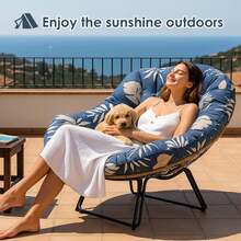 Rocking Chair Cushion,Waterproof Wicker Egg Chair Replacement Pad, Hammock Chair Pad, Oversized Multifunctional Wicker Egg Lounge Chair Soft Cushion,Thick Papasan Seat Cushion With Ties For Indoor & Outdoor Patio, Porch, Balcony, Garden Patio Outdoor Rocking Chair Living Room, Comfy Modern Cozy Lounge Rocker Chair Cushion For Balcony Porch Patio - Màu xanh bụi bặm - Xem 5