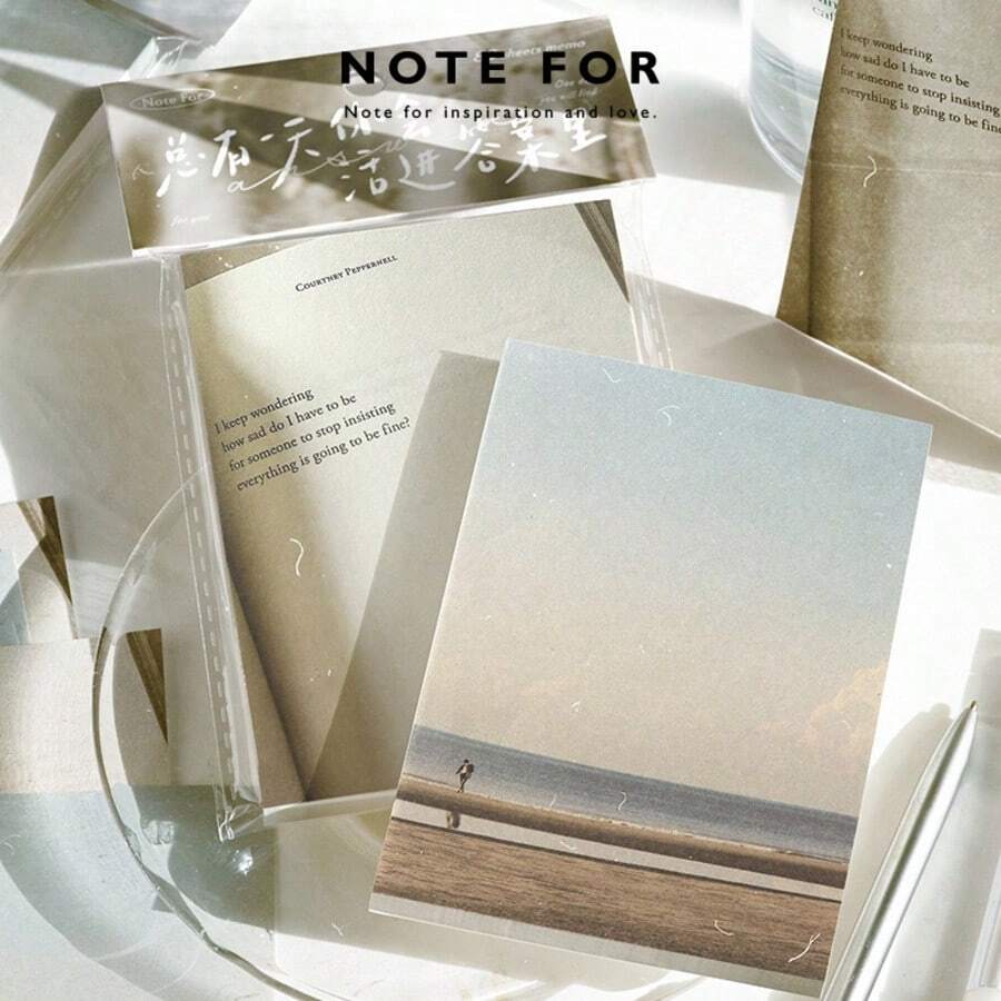 80pcs Memo Notes "Entrust Your Thoughts To The Wind" Series, Artistic Ins Memo Paper, Portable Notebook, Sticky Notes - one-size - View 1