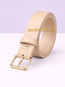 Women's Belt With Silver Buckle, Casual - 淺褐色的 - 查看 3